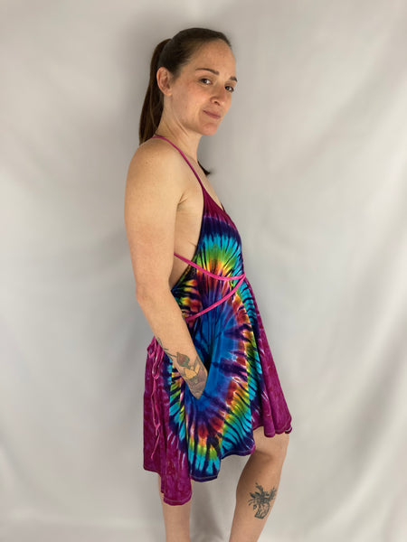 Women's Amethyst Rainbow Tie-Dyed Pocket Dress, XS/S & M/L