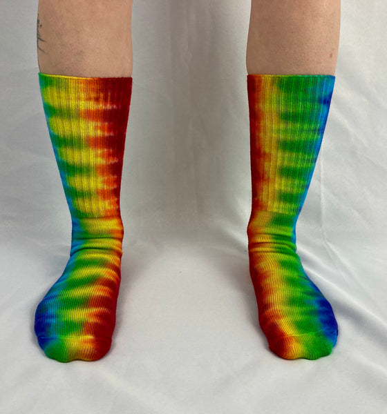 Adult Rainbow Tie-Dyed Bamboo Socks, 9-11