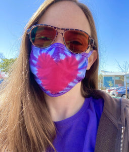 Red Heart/Purple Tie-Dyed Face Mask