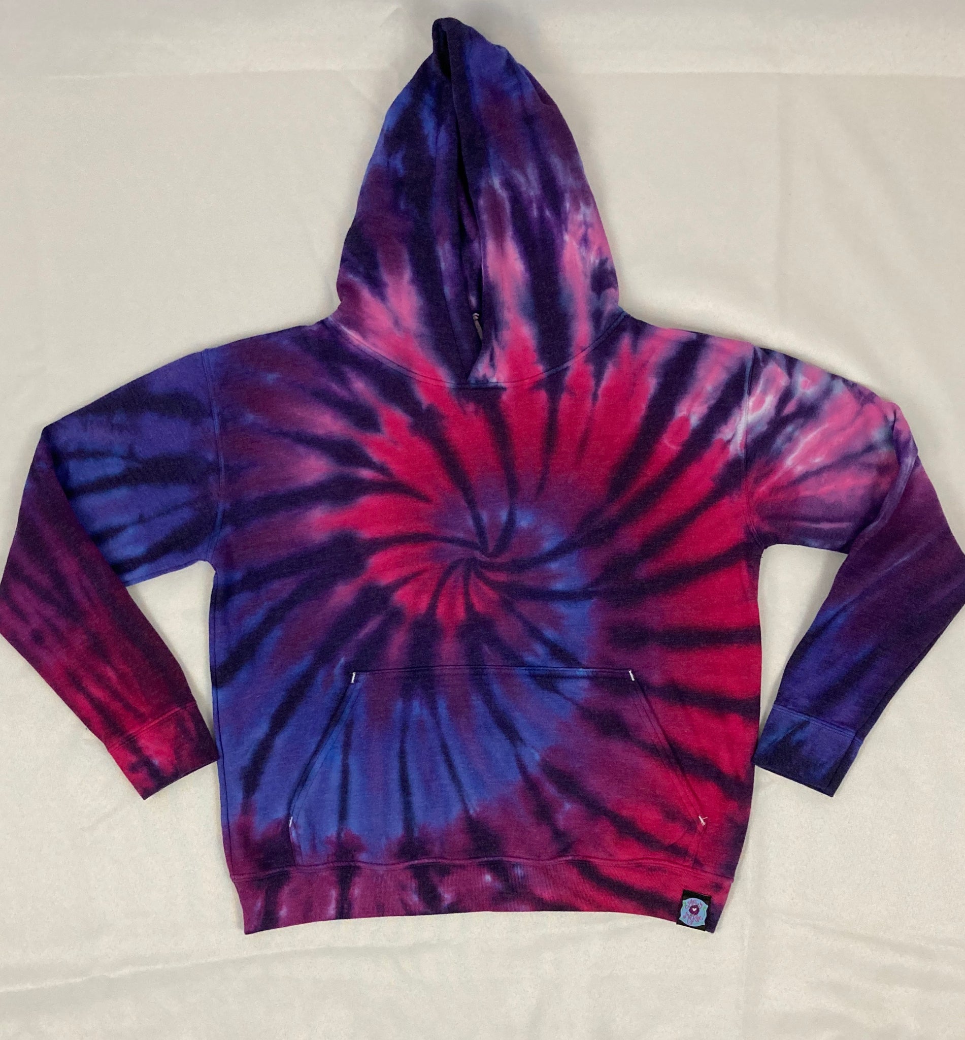Youth Pink/Purple Spiral Tie-dyed Hoodie, XL