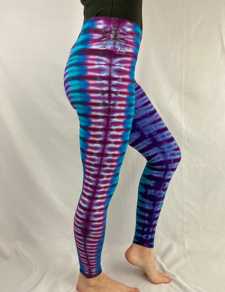 Purple/Blue Tie-Dyed Leggings, S, L, & XL