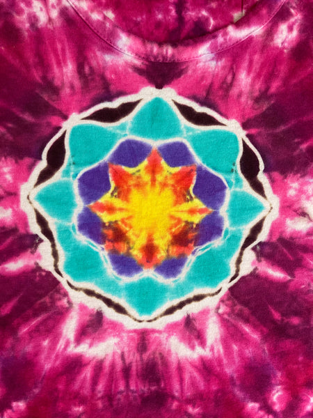 Women's Pink Mandala Tie-Dyed Dress, M