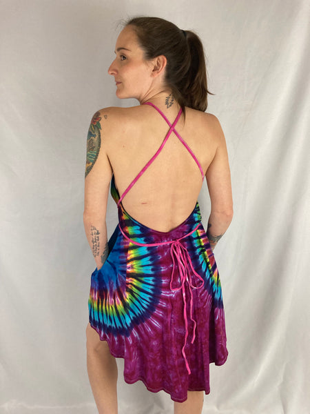 Women's Amethyst Rainbow Tie-Dyed Pocket Dress, XS/S & M/L