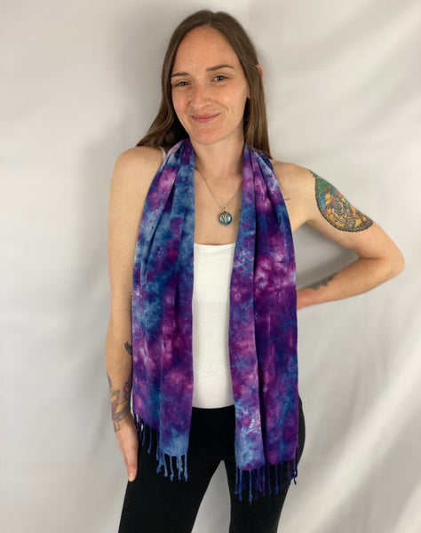 Purple Ice-dyed Rayon Fringe Scarf