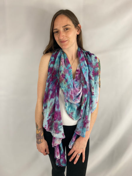 Light Pink/Blue Ice-dyed Rayon Spiral Scarf