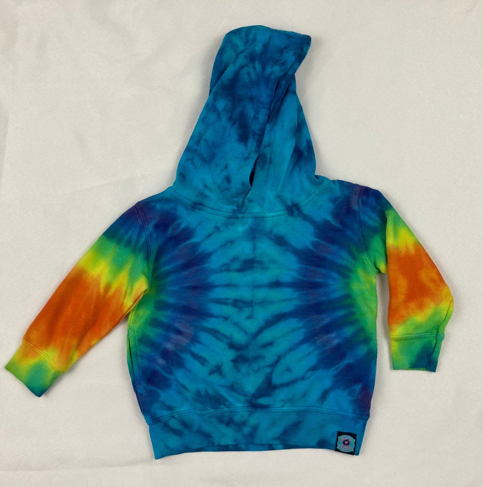 Youth Blue/Rainbow Tie-dyed Hoodie, 2T
