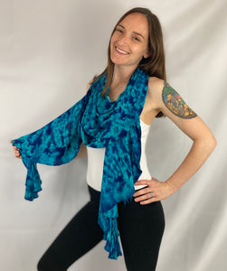 Blue Crush Tie-dyed Rayon Spiral Scarf