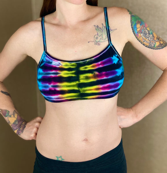 Women's Rainbow/Black Tie-dyed Bralette, S (34)