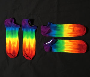 Adult Rainbow Tie-Dyed Bamboo Footie Socks, 11-13