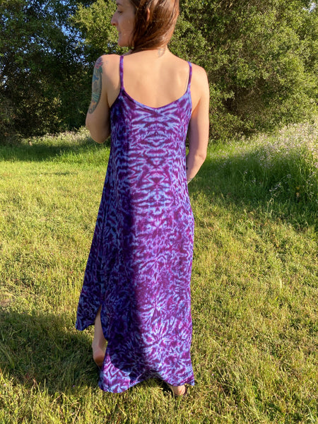 Women's Purple Crush Tie-Dyed Rayon Maxi Dress, S