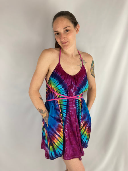 Women's Amethyst Rainbow Tie-Dyed Pocket Dress, XS/S & M/L