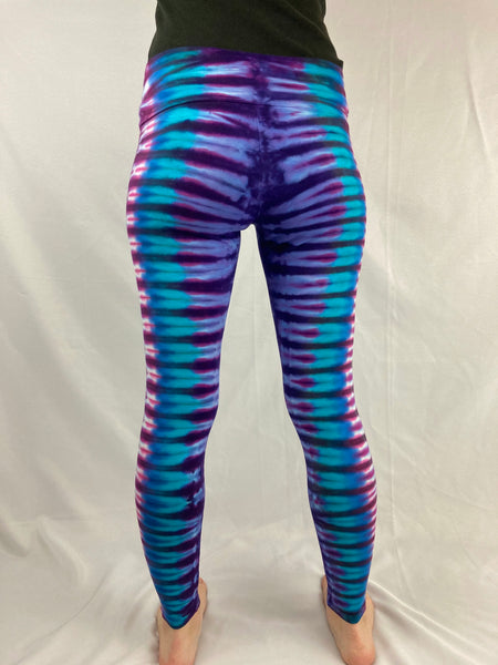 Purple/Blue Tie-Dyed Leggings, S, L, & XL