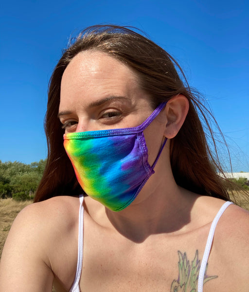 Rainbow Stripe Tie-Dyed Face Mask