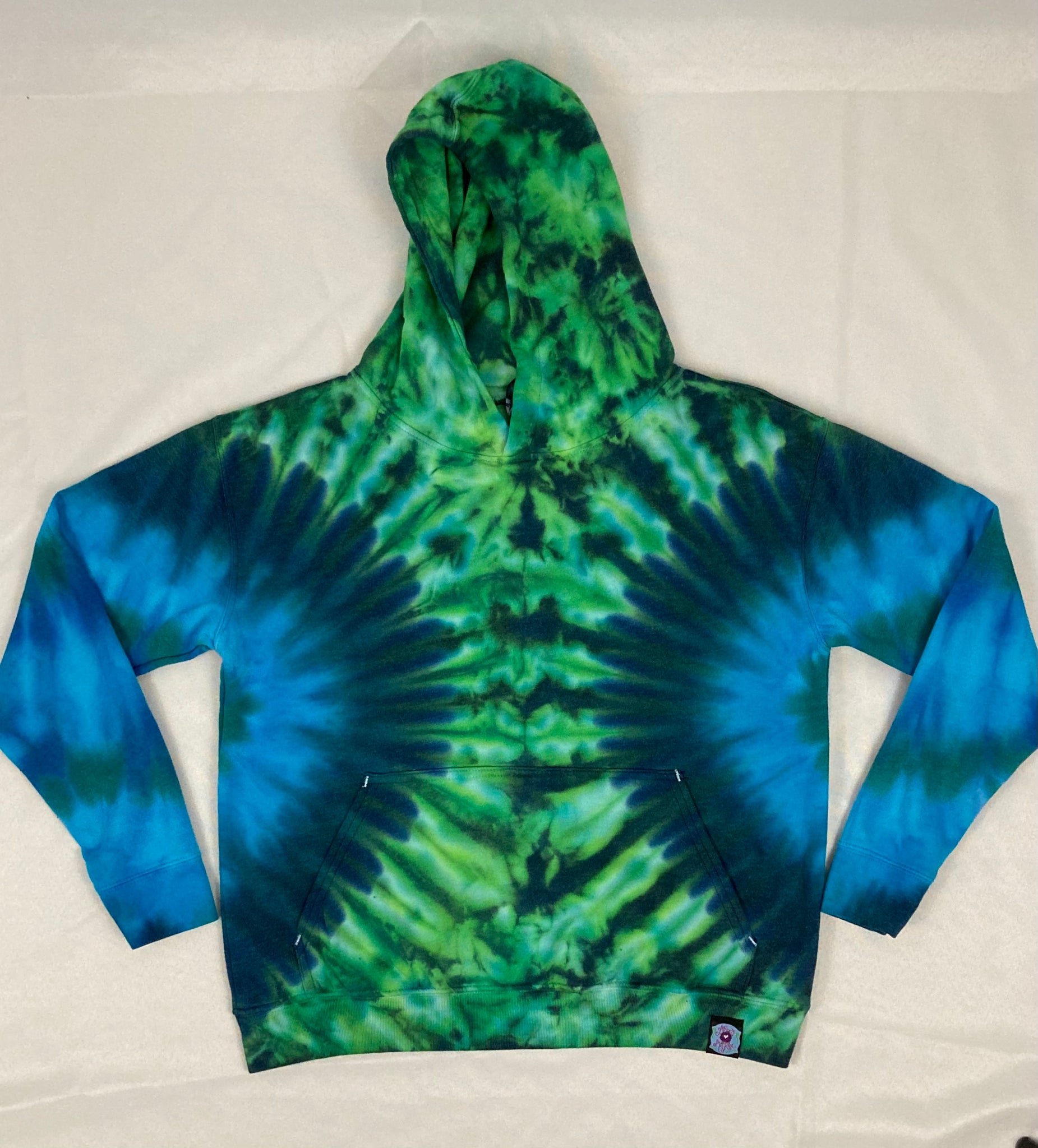 Youth Green/Blue Tie-dyed Hoodie, L