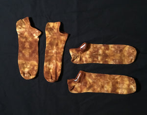 Adult Tan Tie-Dyed Bamboo Footie Socks, 11-13