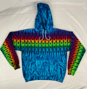 Adult Blue Rainbow Tie-Dyed Pullover Hoodie, M