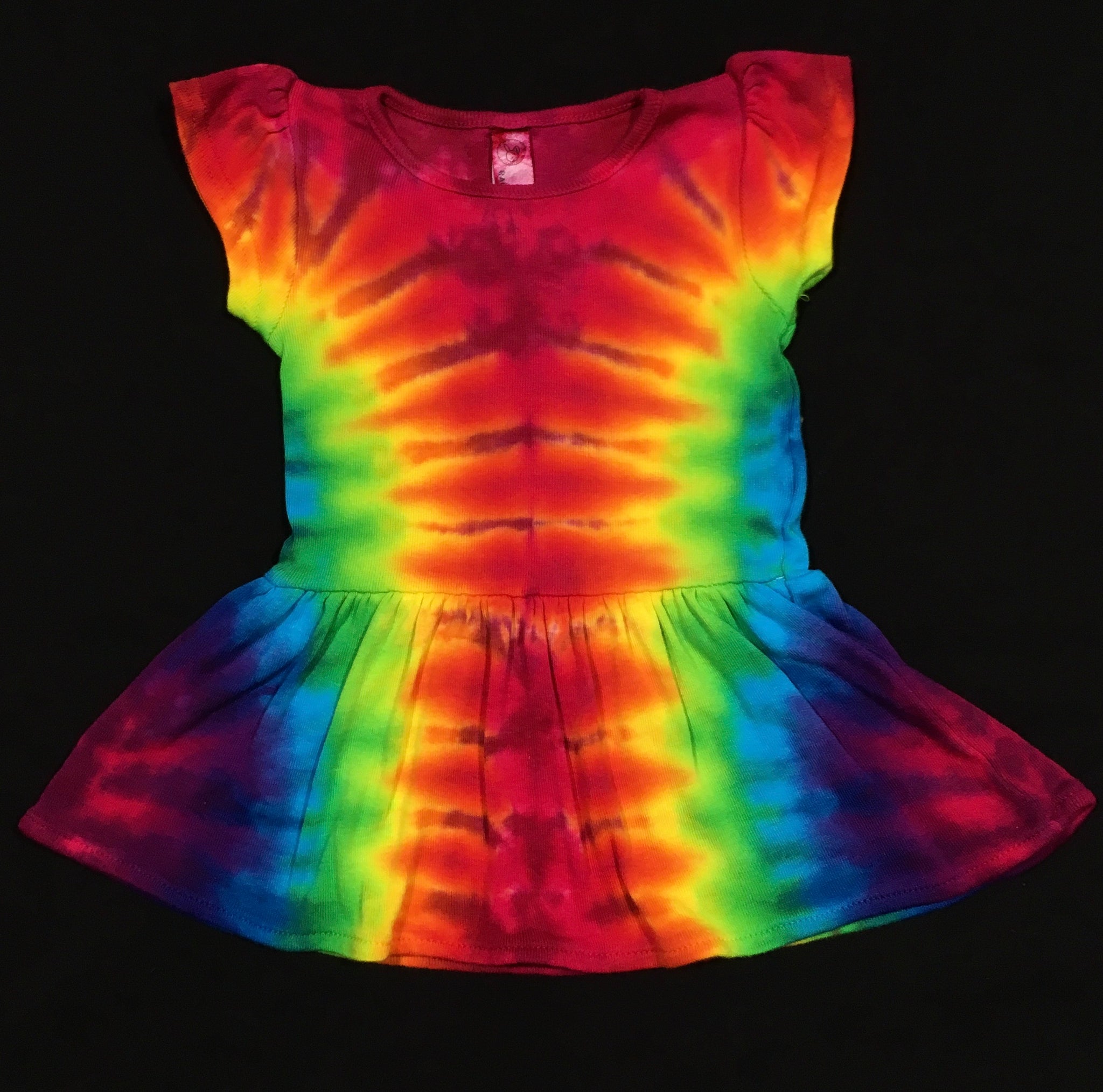 Baby Red/Rainbow Tie-Dyed Dress, 6M