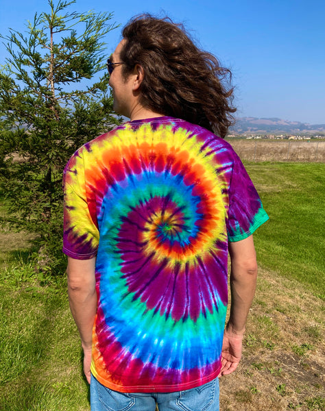 Adult Autumn Rainbow Spiral Tie-dyed Tee, 2X