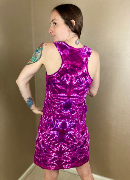 Women's Pink Mandala Tie-Dyed Dress, M