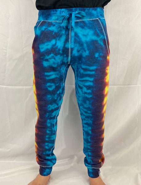 Adult Blue Sunset Tie-Dyed Jogger Sweatpants, XL & 2X