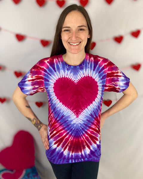 Adult Valentine’s Heart Tie-dyed Tee, S