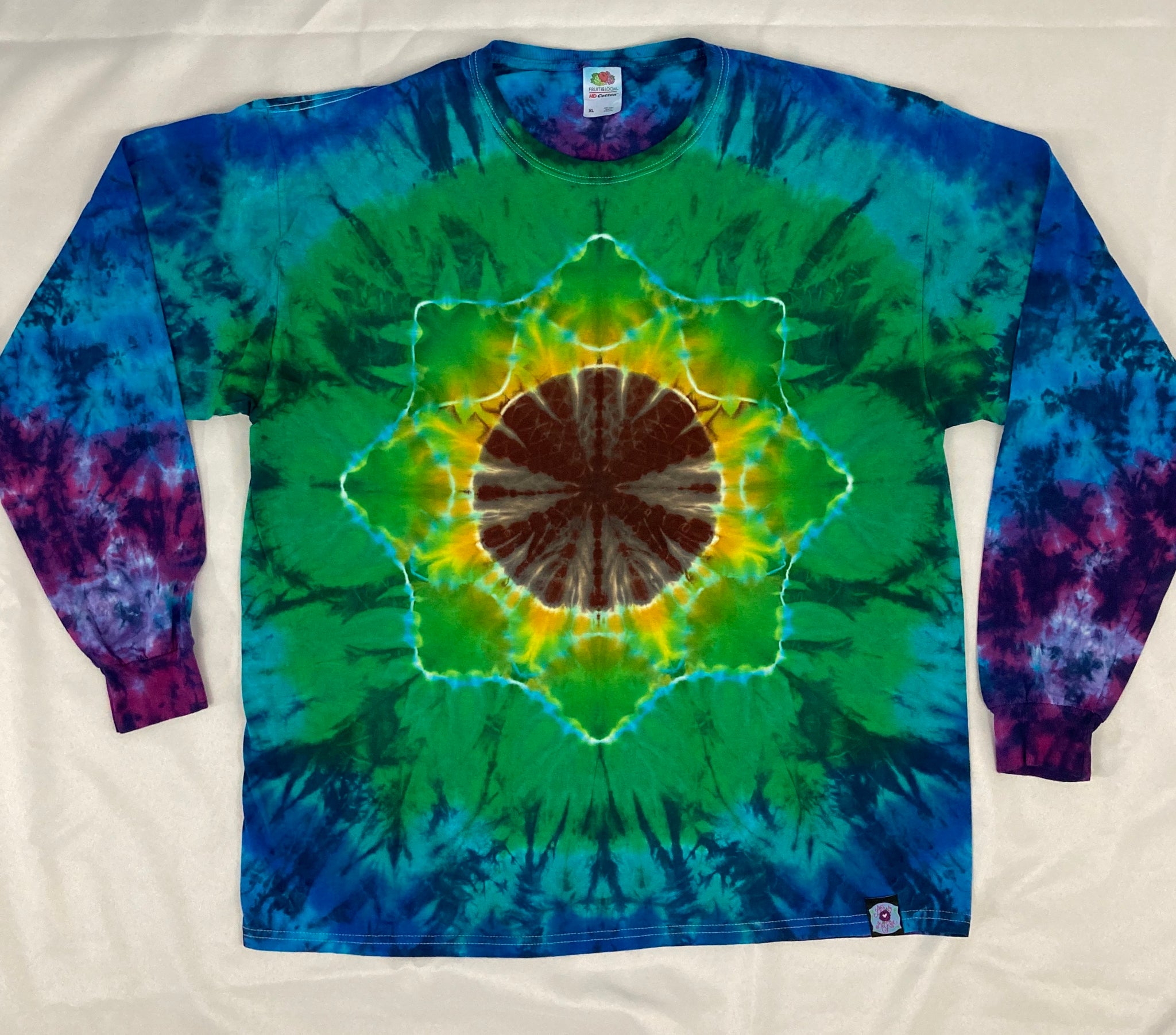 Adult Green Mandala Tie-Dyed Longsleeve Tee, XL