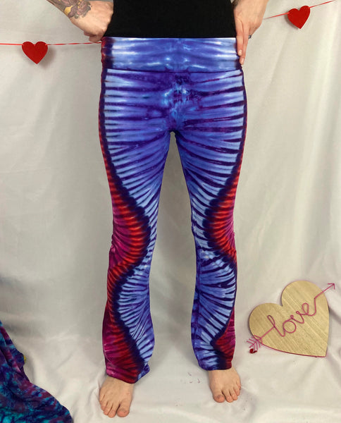 Women's Purple/Red Swirl Tie-Dyed Yoga Pants, XS