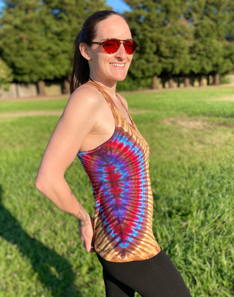 Women's Brown/Earth tone Tie-dyed Tank, L