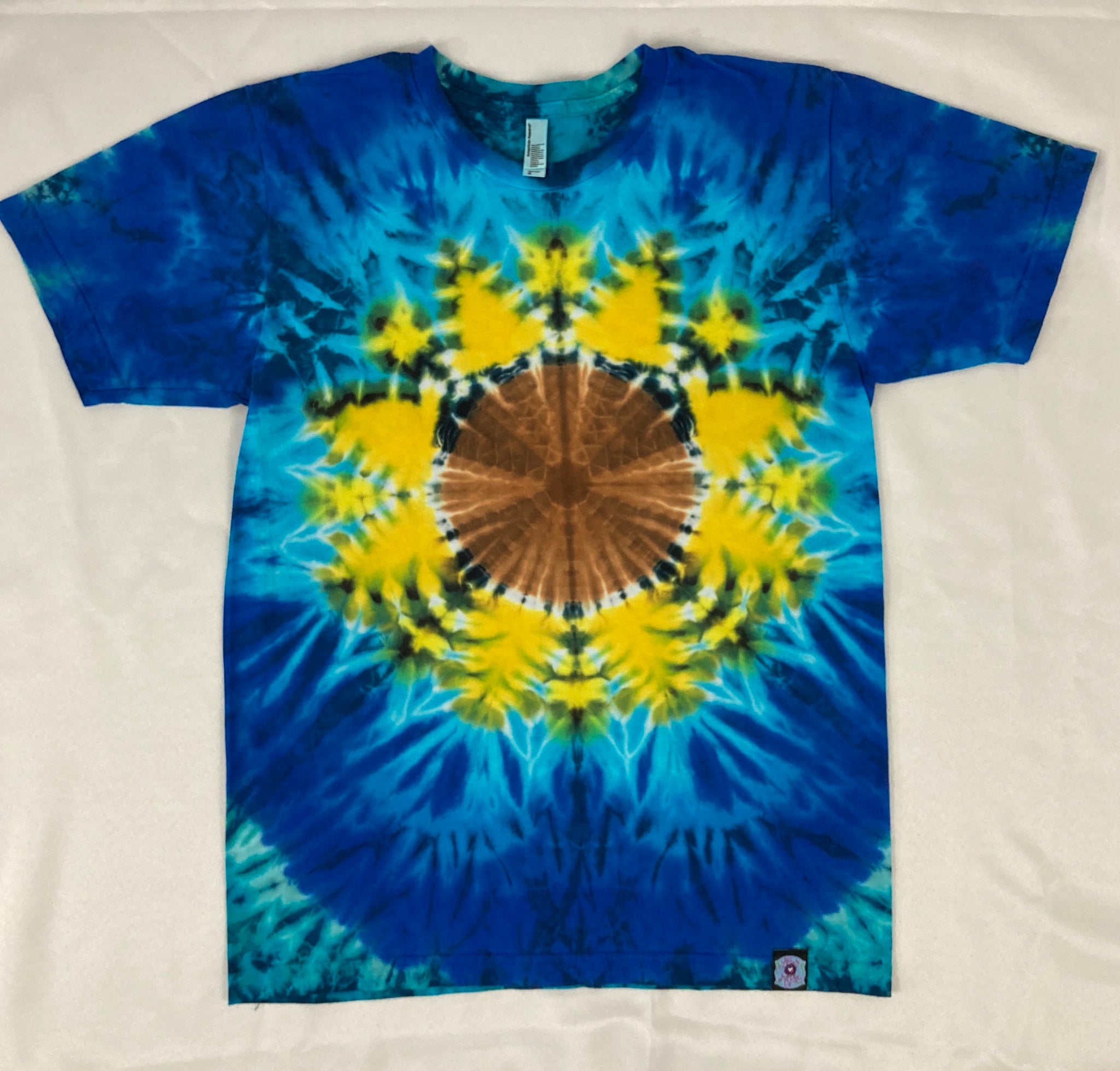 Adult Sunflower/Blue Tie-Dyed Tee, M