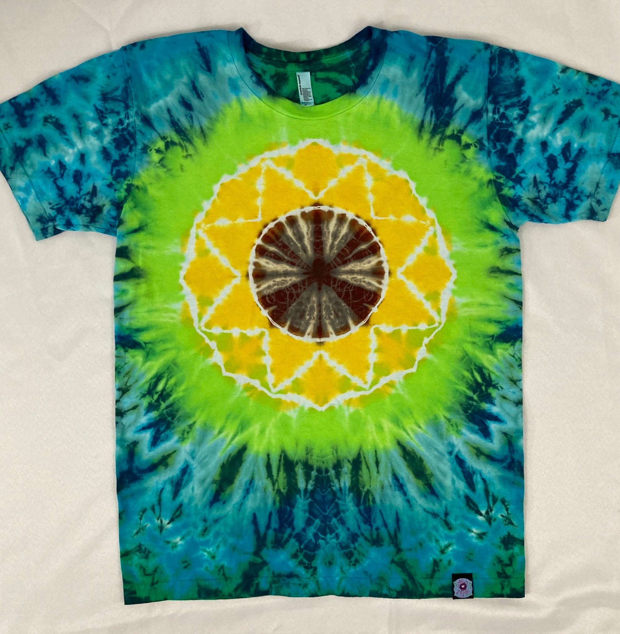 Adult Sunflower/Green Tie-Dyed Tee, M