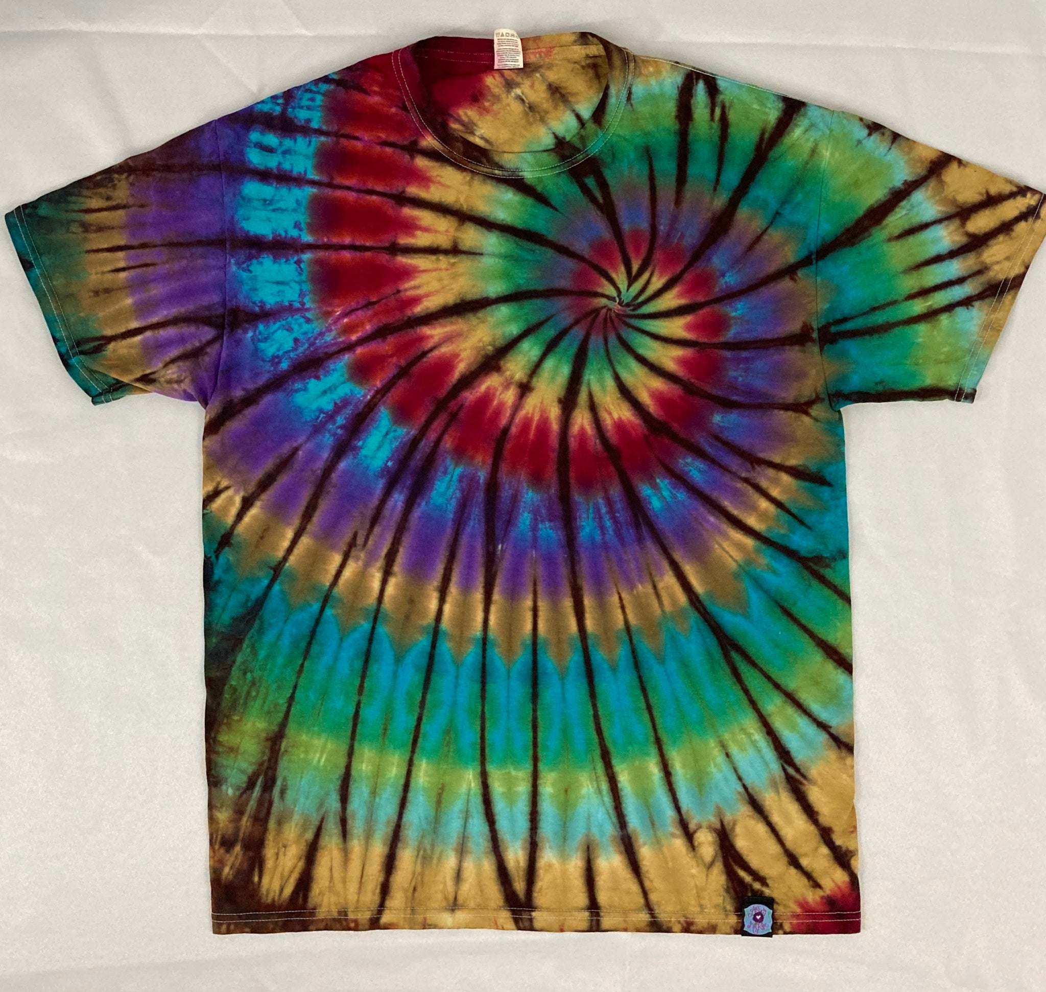 Adult Earthtone Spiral Tie-Dyed Tee, L