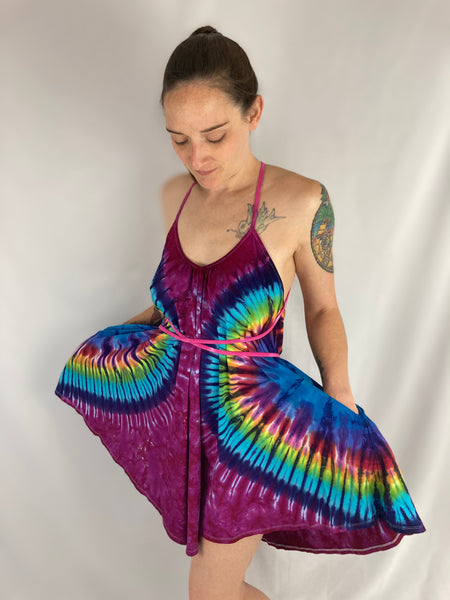 Women's Amethyst Rainbow Tie-Dyed Pocket Dress, XS/S & M/L