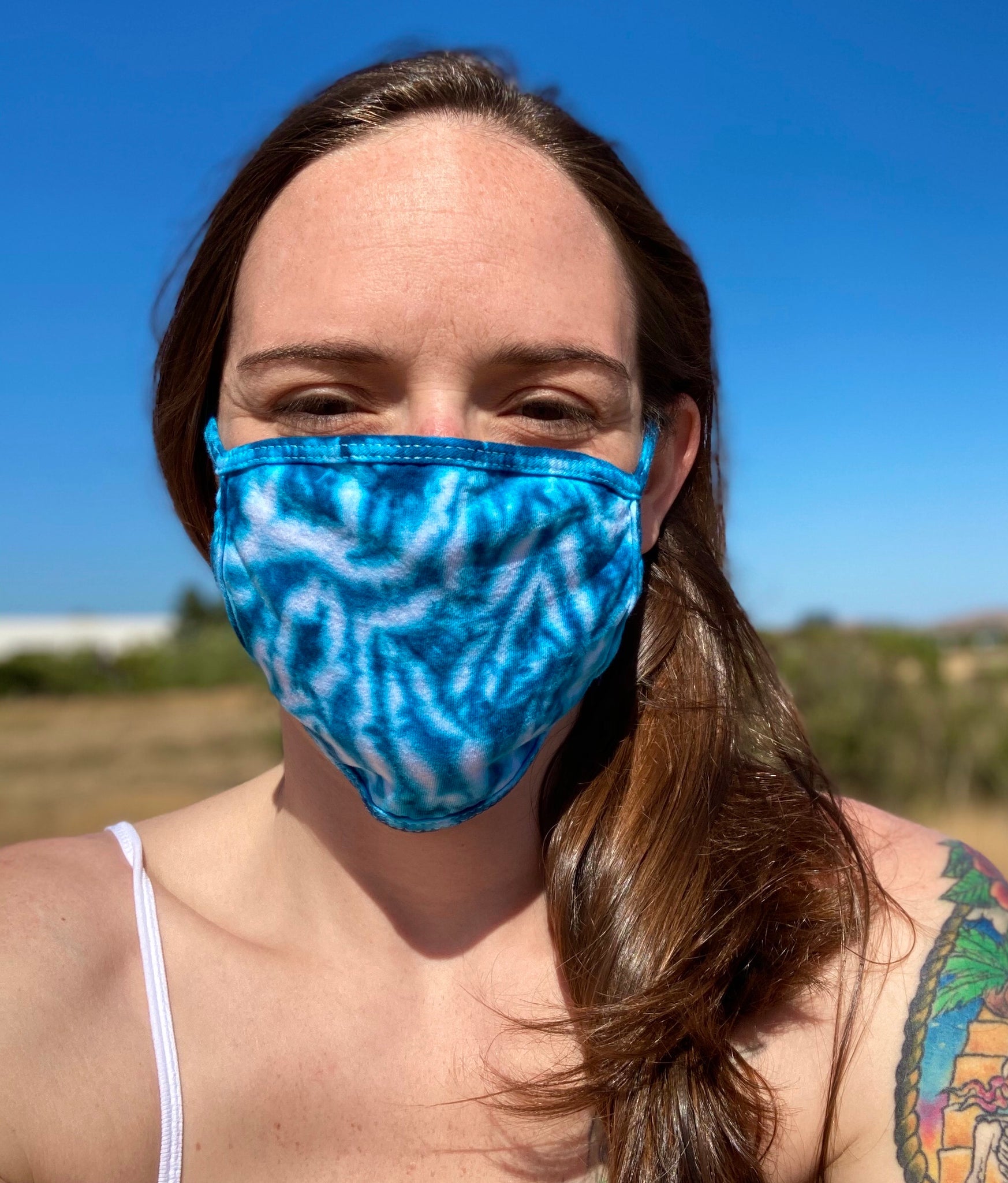 Ice Blue Crush Tie-Dyed Face Mask