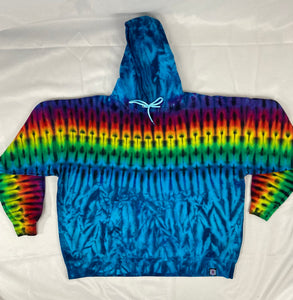 Adult Blue/Rainbow Tie-Dyed Pullover Hoodie, 2XL