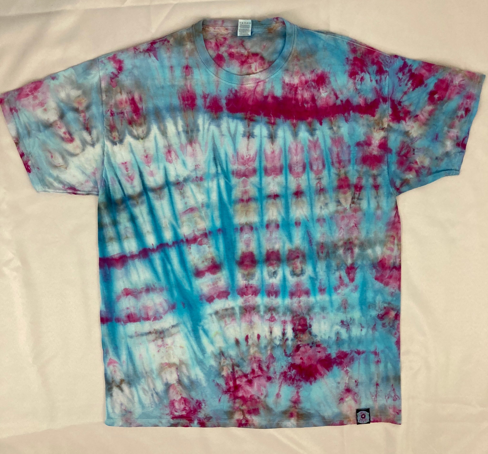 Adult Pastel Blue/Pink Ice-Dyed Tee, XL
