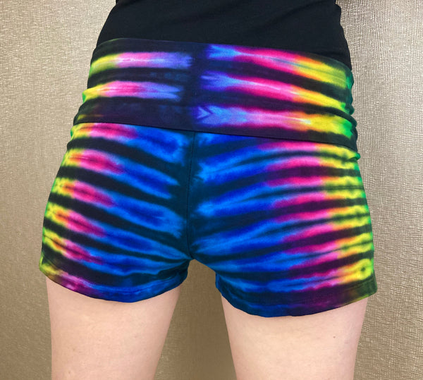 Women’s Rainbow/Black Tie-dyed Hot Shorts, S
