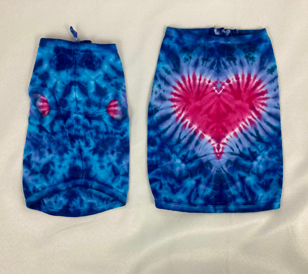 Doggie Pink/Blue Heart Tie-Dyed Tank, M, XL-3X