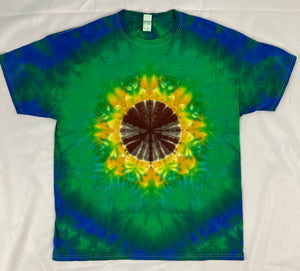 Adult Sunflower/Green Tie-Dyed Tee, XL