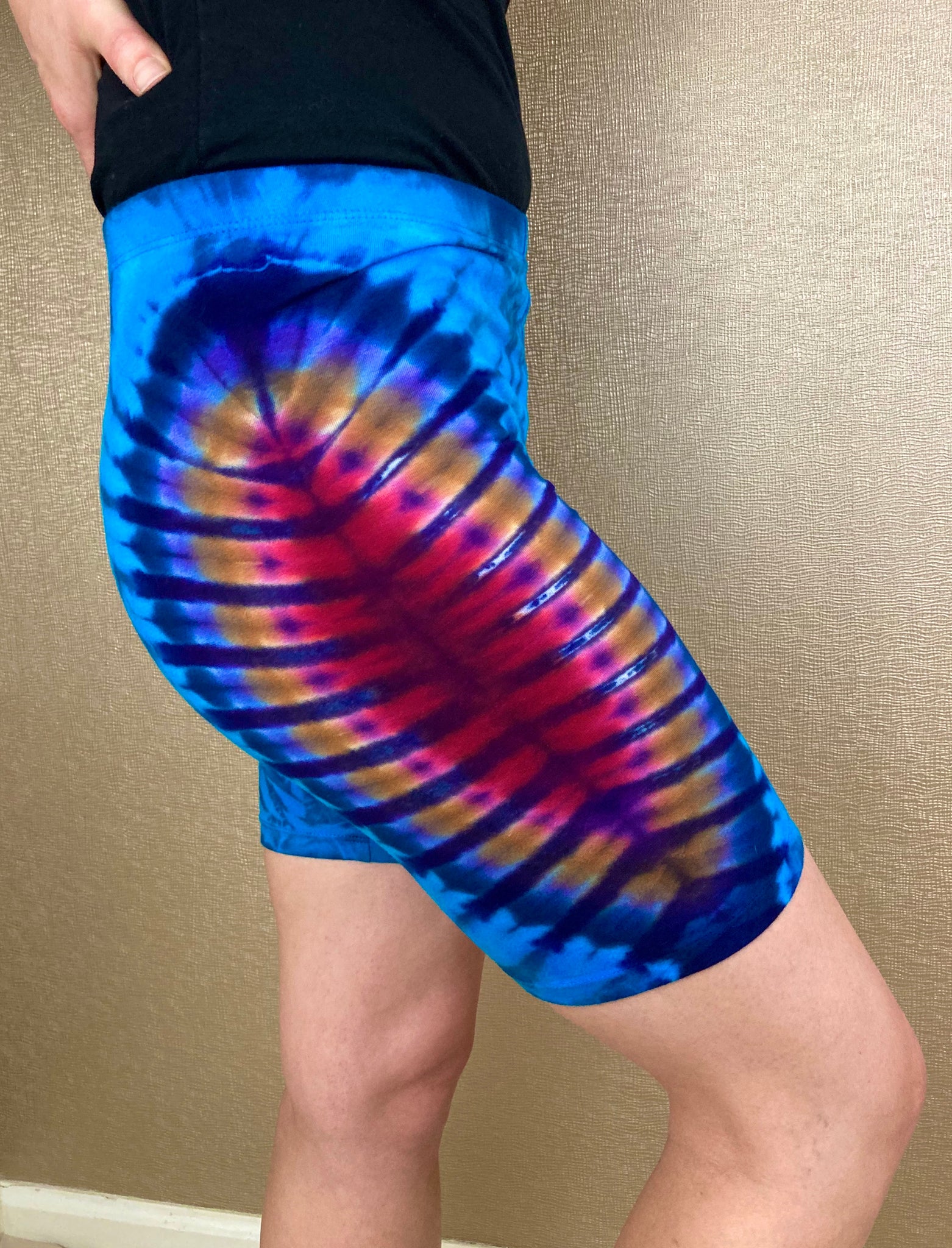 Women’s Blue Earthtone Tie-dyed Biker Shorts, S
