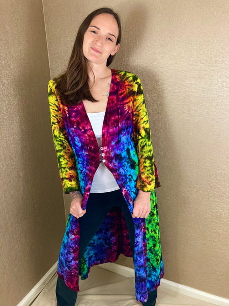 Women’s Rainbow/Black Tie-dyed Harmony Duster Coat, S