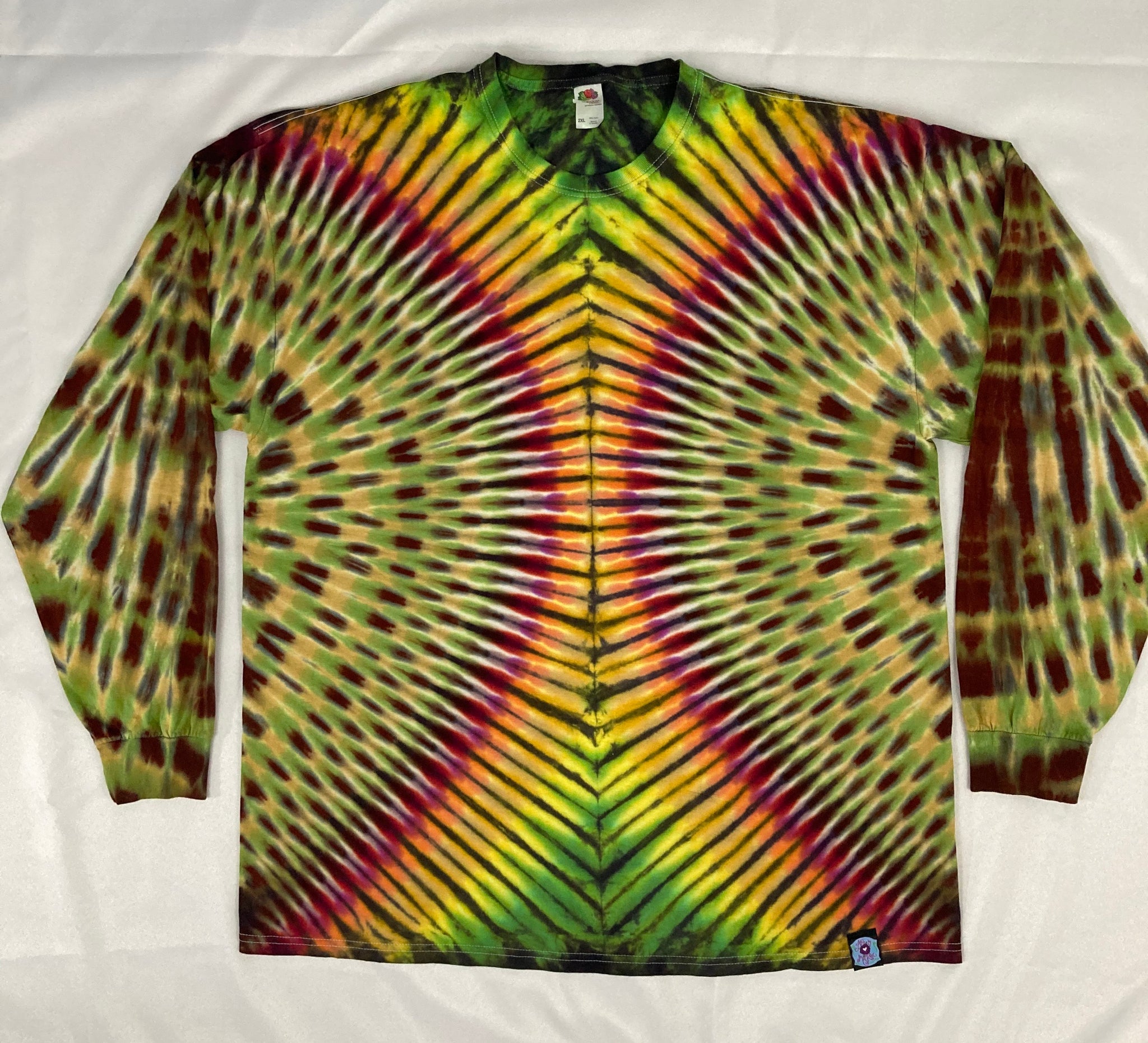 Adult Earthtone Rainbow Tie-Dyed Longsleeve Tee, 2XL